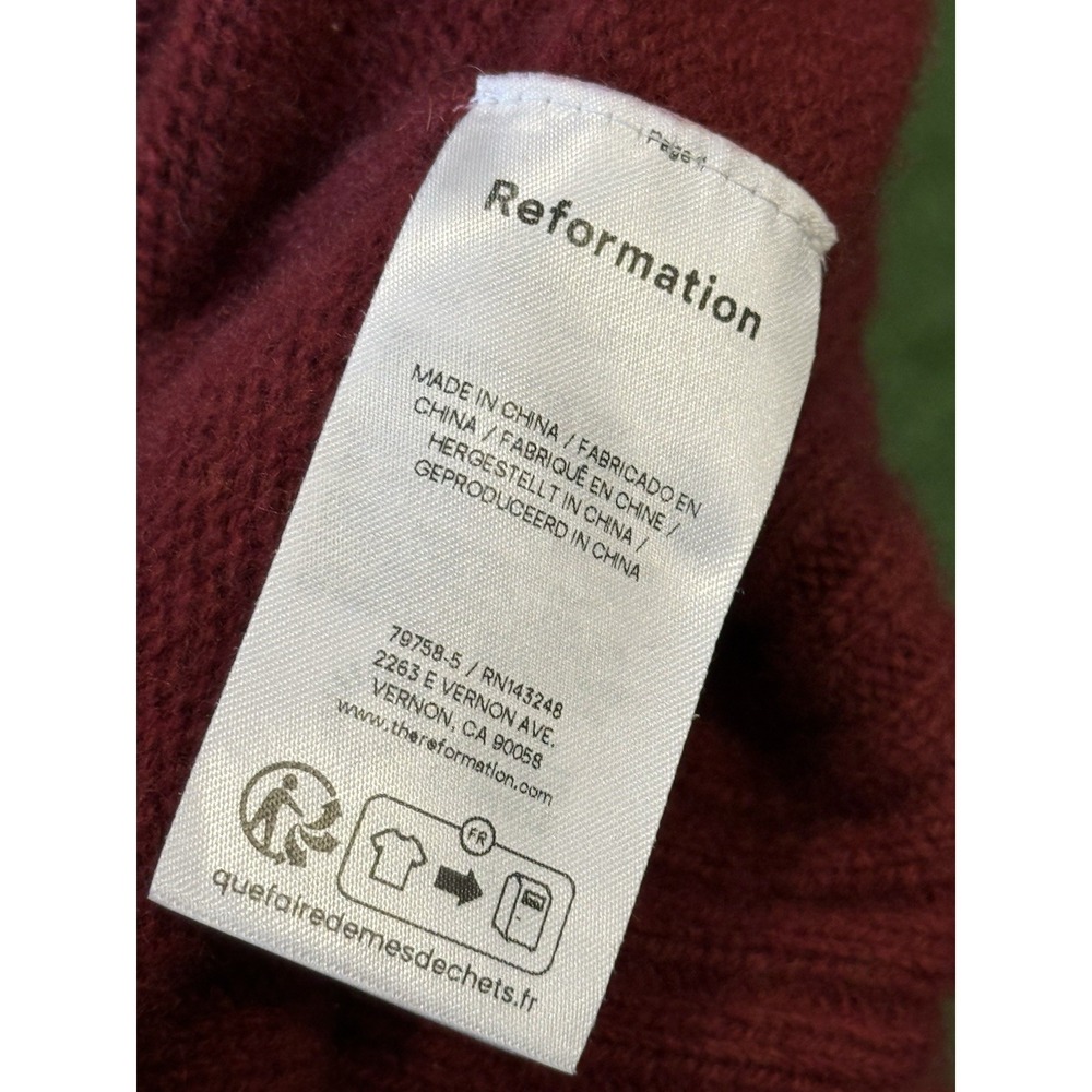 Reformation Jadey Sweater Womens Large Chianti Red Cashmere Oversized Vneck - Picture 11 of 12